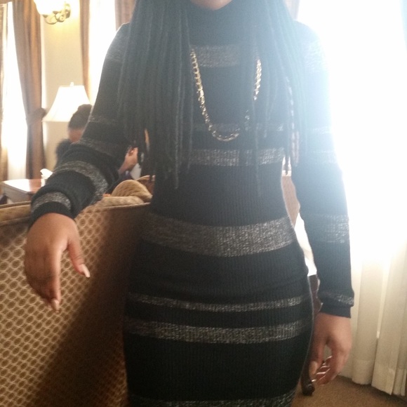 Bodycon, Turtleneck, Midi, Sweater Dress - Picture 2 of 4